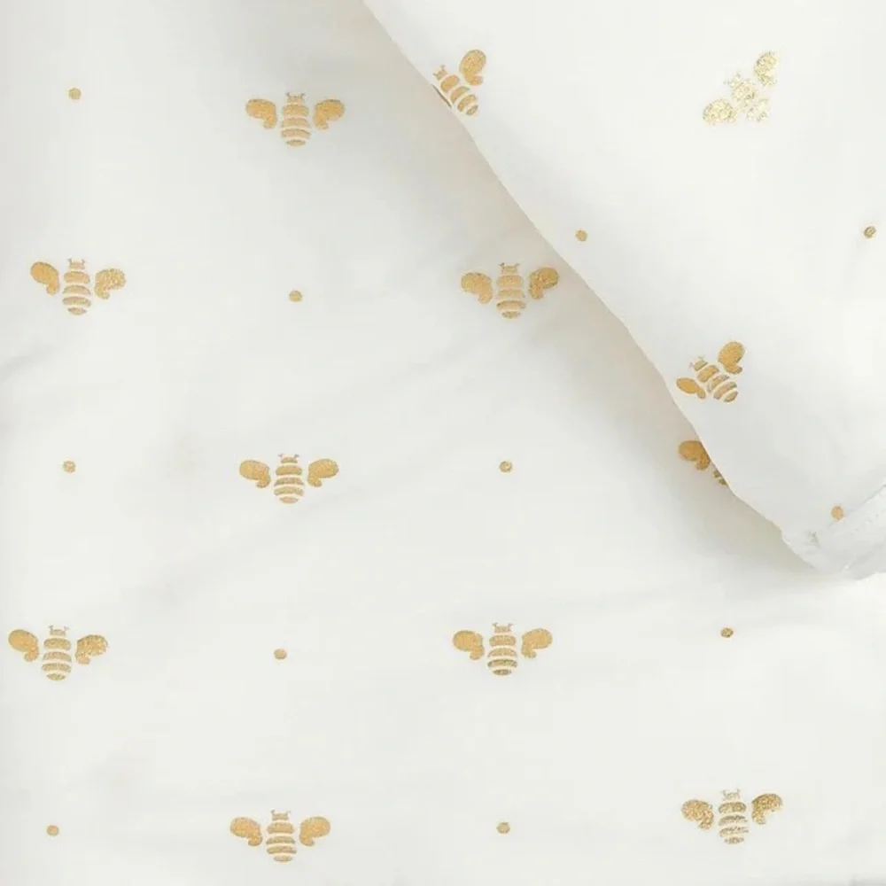 NWT Kickee Pants Print Short Sleeve Pajama Set in Gold Bees Bamboo 3-6M